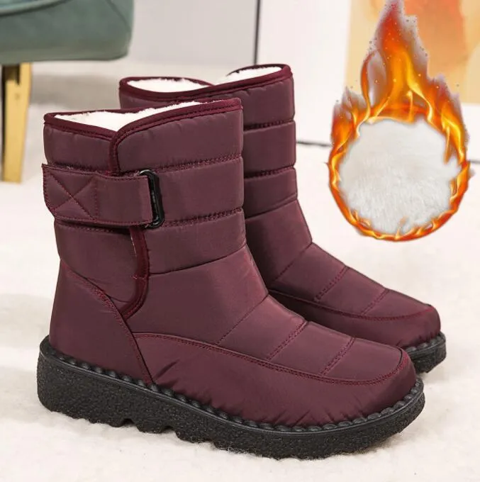 Women Boots New Winter Boots Platform Snow Botas مقاومة للماء منخفضة الكعب الكاحل أحذية النساء