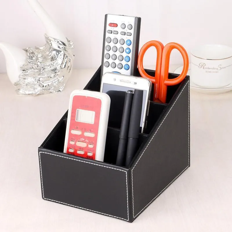 Storage Boxes Bins Household Phone And TV Remote Control Leather Box Desk Organizer Holder Home Office Case 220830