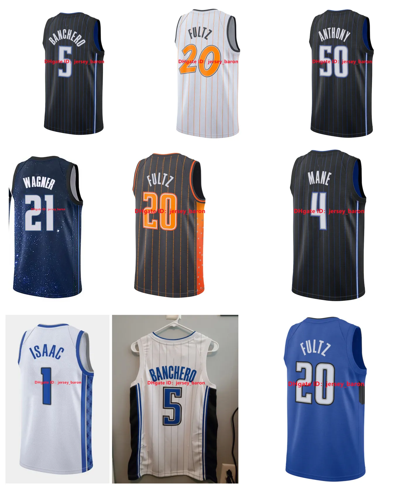 5 Paolo Banchero Basketball Jersey Sérigraphie Hommes Youth City Magics Cole Anthony Franz Wagner Wendell Carter Markelle Fultz Jalen Suggs Terrence Ross Mo Bamba