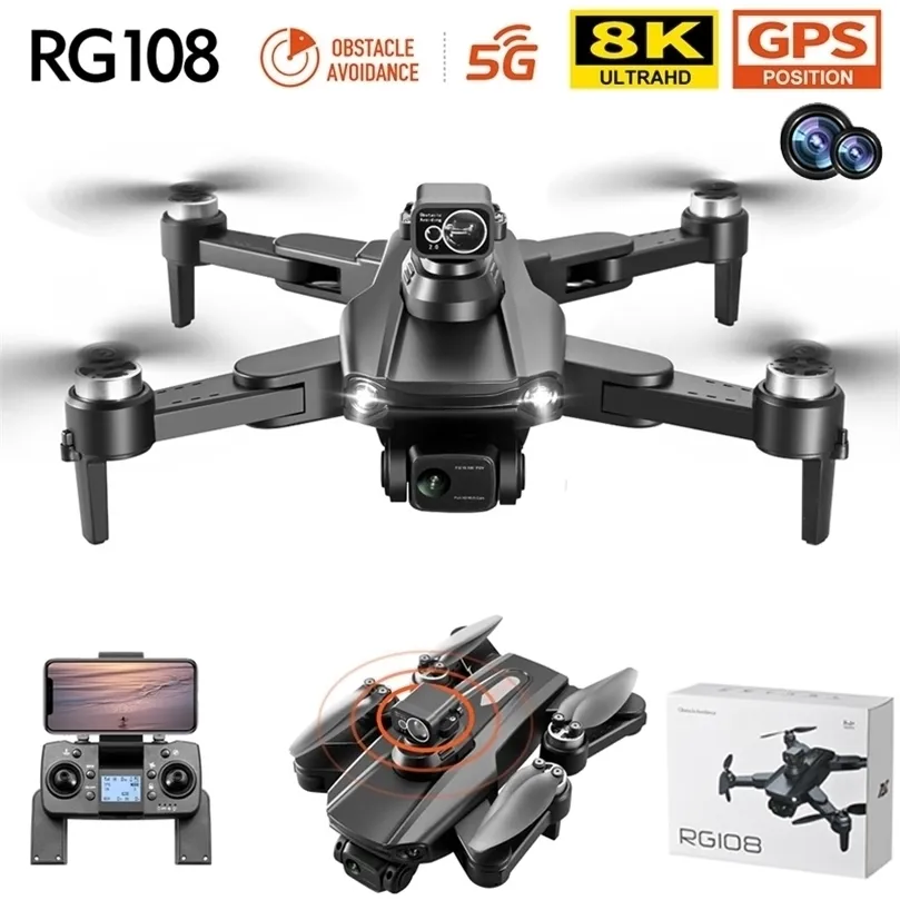 Intelligent UAV RG108 Max GPS Drone 8K Professionele dubbele HD -camera FPV 3km Aeriële pography Borstelloze motor Vouwbare quadcopter Toys 220830