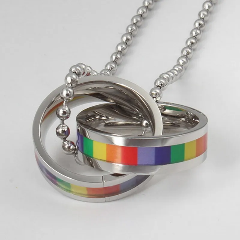 Collier arc-en-ciel de haute qualité en acier inoxydable pendentif collier pour hommes femmes Hip Hop LGBT lesbienne Gay Pride Punk bijoux 2021