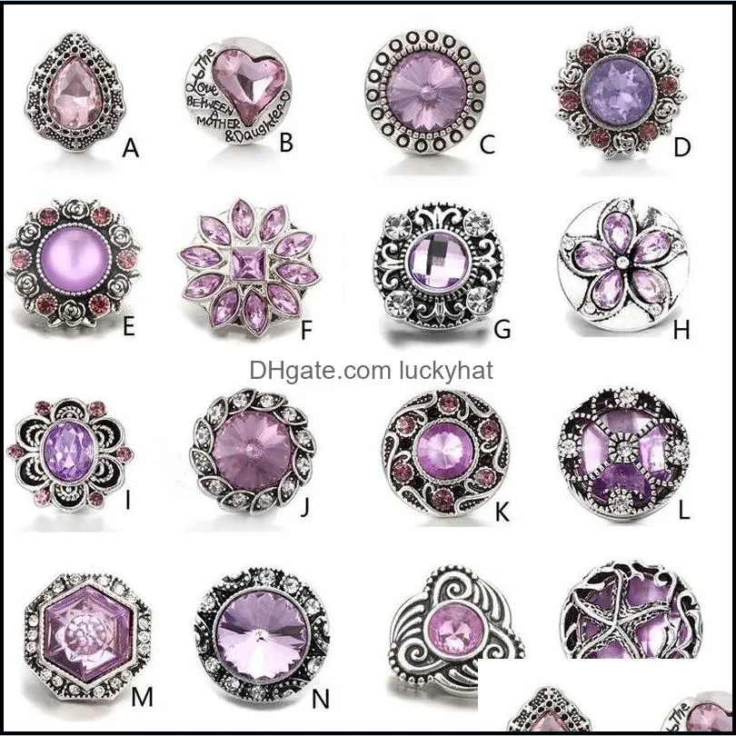 CLASPS HOOKS Noosa Ginger Snap Crysal Chunks Purple Crystal Charms 18mm Metal Buttons Diy Armband Smyckesgåva Drop D DHSeller2010 DH8B9