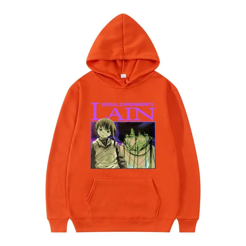 DHgate Mens Anime Serial Experiments Lain Oversized Hoodie Unisex Iwakura Manga Girl Sci Fi Hooded Sweatshirt Streetwear Apparel