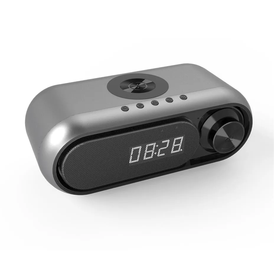 Universal Bluetooth Lautsprecher Lautsprecherbox mit LED -Wecker und drahtloser Ladegerät243E