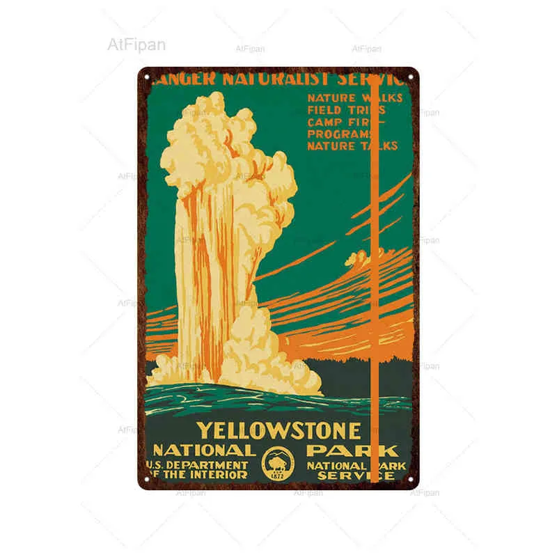 Vintage National Park Metal Plate Tin Sign Retro Landscape Posters