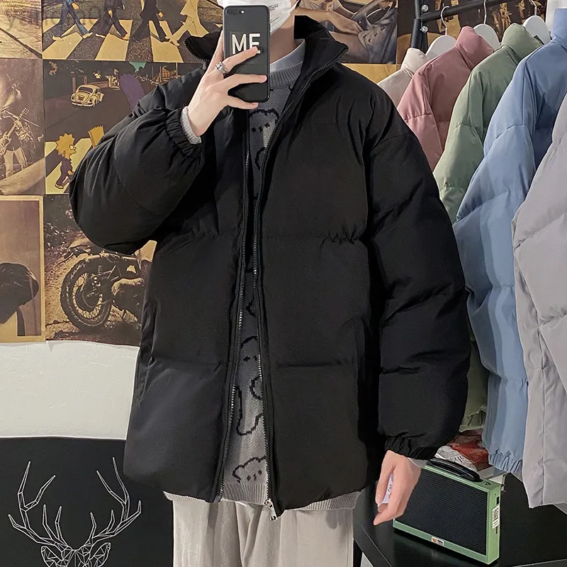 Herenjacks 2022 Mens Harajuku Kleurrijke bubbel Warm Winter Men Streetwear Hip Hop Parka Koreaans Zwart Dikke Vrouw M-5XL L220830