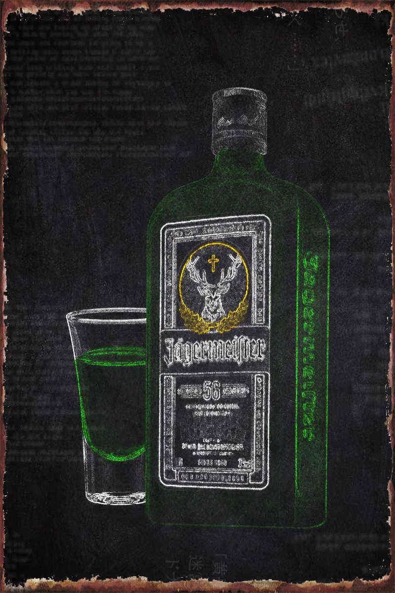 금속 페인팅 초크 jagermeister 금속 사인 주석 표지판 주석 접시 벽 장식실 장식 레트로 빈티지 아트 홈 클럽 남자 동굴 카페 카페 T220829