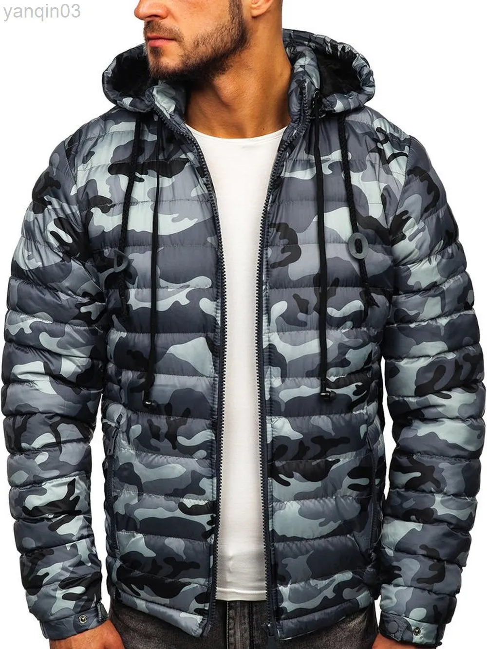 Herenjacks Zogaa modieuze mannen camouflage capuchon Zipper Warm katoenen jas L220830