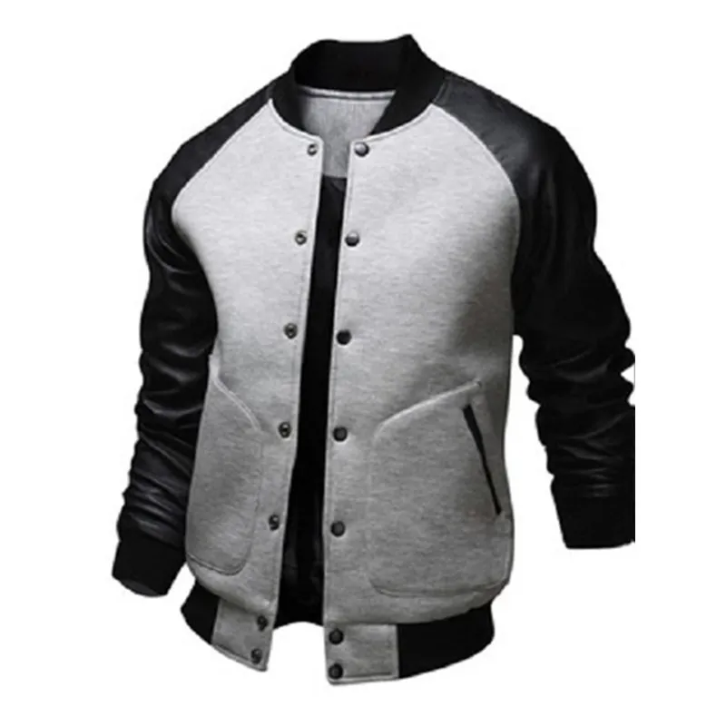 Jackets masculinos Otoño Invierno Venta de bolsillos grandes de béisbol y mangas de cuero Sports Collar 220830