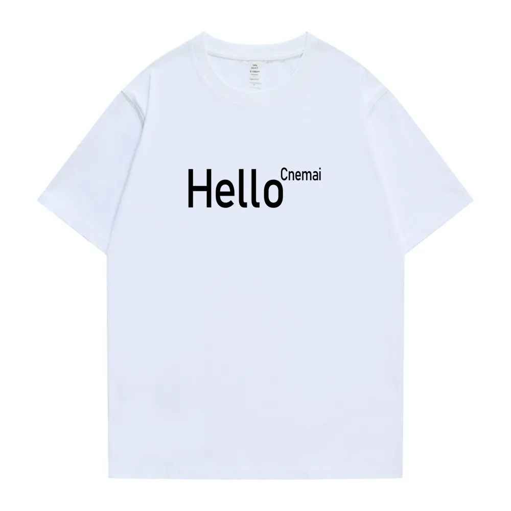 T Shirt For Men hello Letter Polite Language women T-Shirts Cotton Male Top Short Sleeve women Unisex Y2K Tee high quality Private custom logo