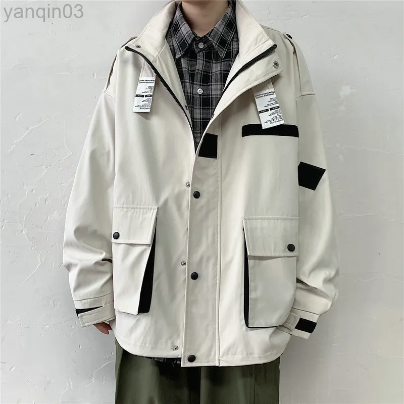 Heren Jackets Nieuwe Fashion Men Koreaanse bommenwerper Losse grote maat mannelijke meerdere zakken 2021 Vrouw Streetwear S-5XL L220830