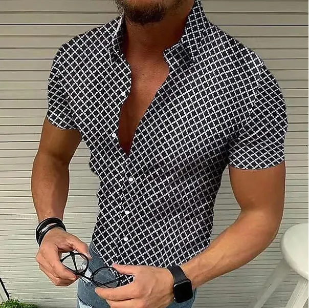 豪華なカジュアルTシャツメンズ格子縞のデザイナーポロTシャツ夏のファッションプリント男性のためのブラウスTシャツの男性Tシャツ