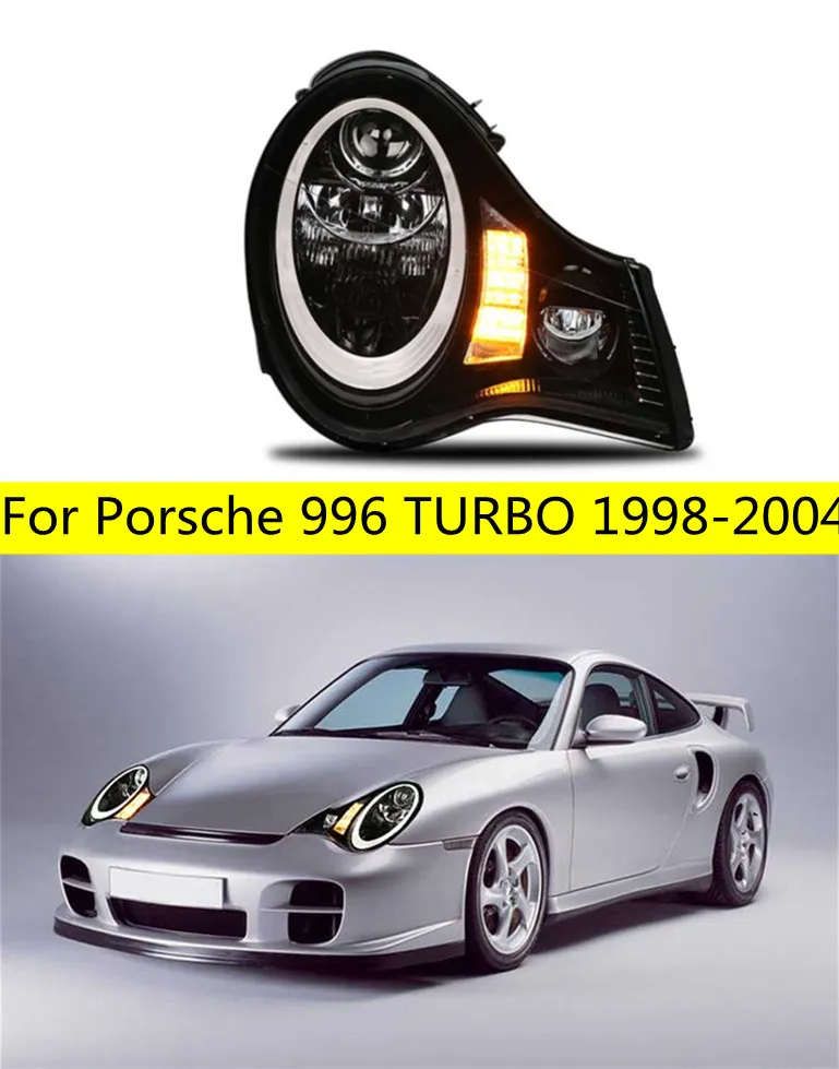 Bilstyling strålkastare för Porsche 996/911 Turbo LED-strålkastare 1998-2004 Xenon Low glödlampor Turn Signal Projector Head Lamp