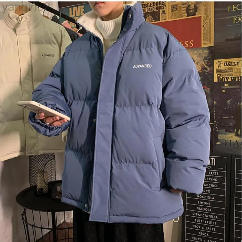 Herenjacks M-3XL Koreaanse mode Men Winter Winddicht Dikke Parka Japanse streetwear Oversized Warm gevoerde kleding L220830