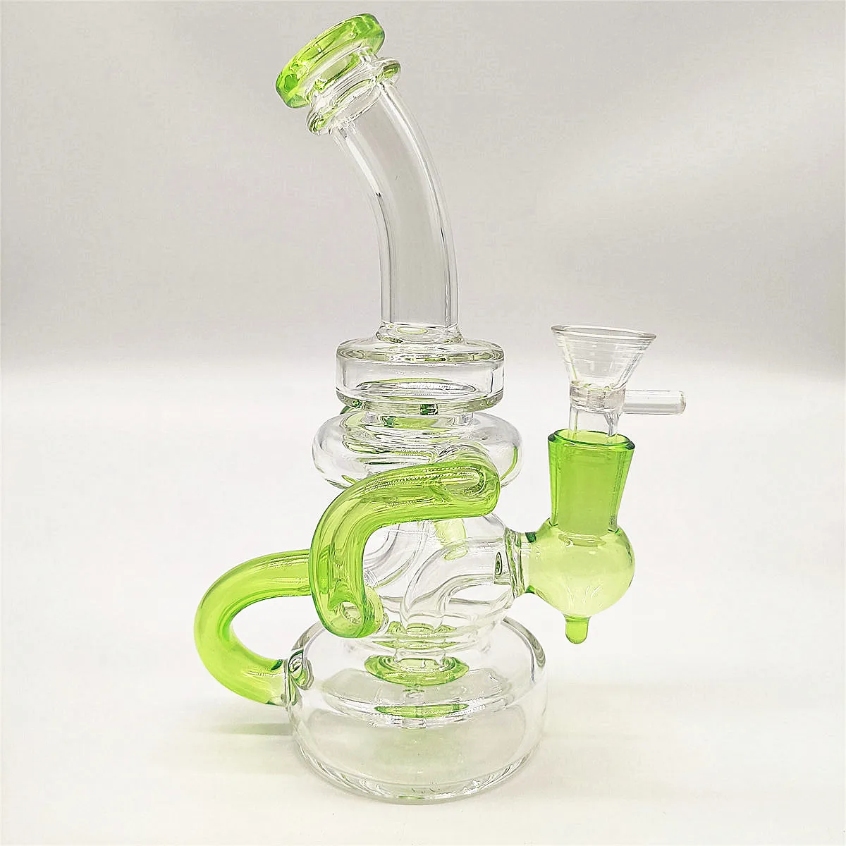 2022 Mini azul verde y claro Hookah Glass Bong Dabber Rig Recycler Pipes Water Bongs Smoke Pipe 14.4mm Junta hembra con tazón regular Almacén de EE. UU.