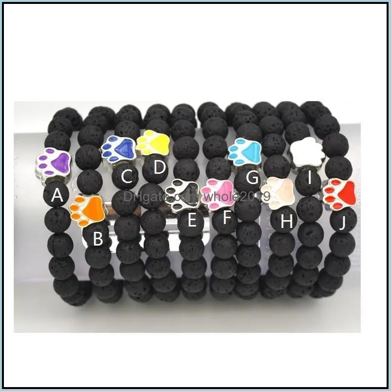 Kralen strengen nieuwe poot charmes 8 mm zwarte lava stenen streng elastische armband etherische olie diffuser armbanden vulkanische ro dhseller2010 dhvna