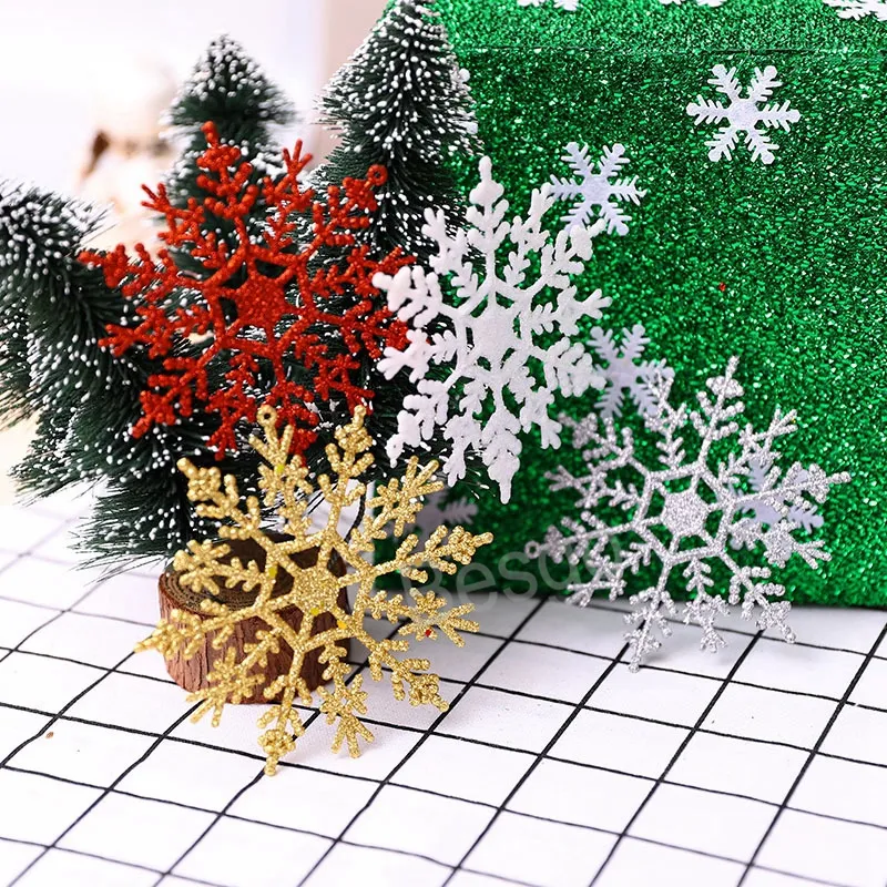 3pcs/Set Christmas Snowflake Decoration Christmas Tree Plastic Snow flake Pendant Xmas Festive Party Snowflakes Ornament Supplies BH7504 TYJ