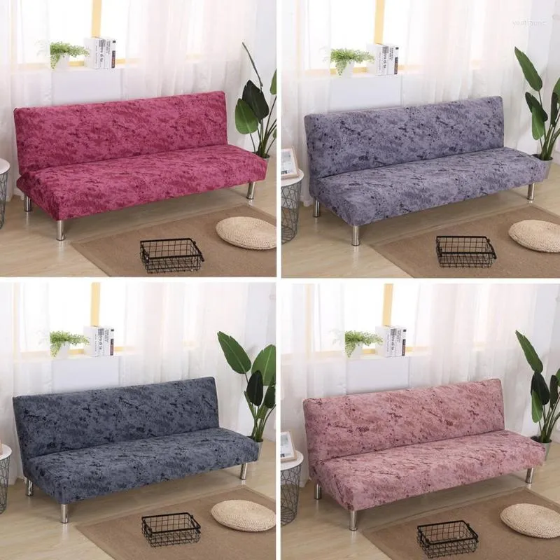 Housses de chaise pliantes en Fiber de Polyester housse en tissu canapé-lit sans accoudoir banc épais hiver Futon élastique