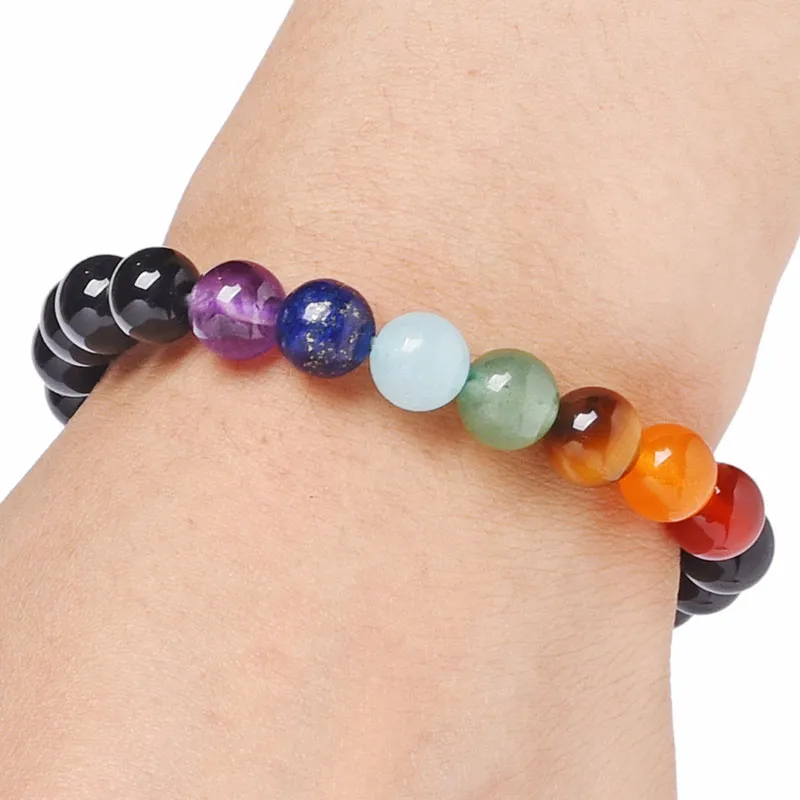 Colorful Natural Stone Handmade Beaded Strands Charm Bracelets Yoga Sports Elastic Jewelry For Women Girl Party Club Decor