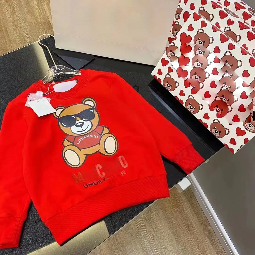 Warm sportswear Red Women Sweatshirt Colorful Bear Print Hoodies Designers Best Quality Pullover Teen Girl boy Autumn Clothing