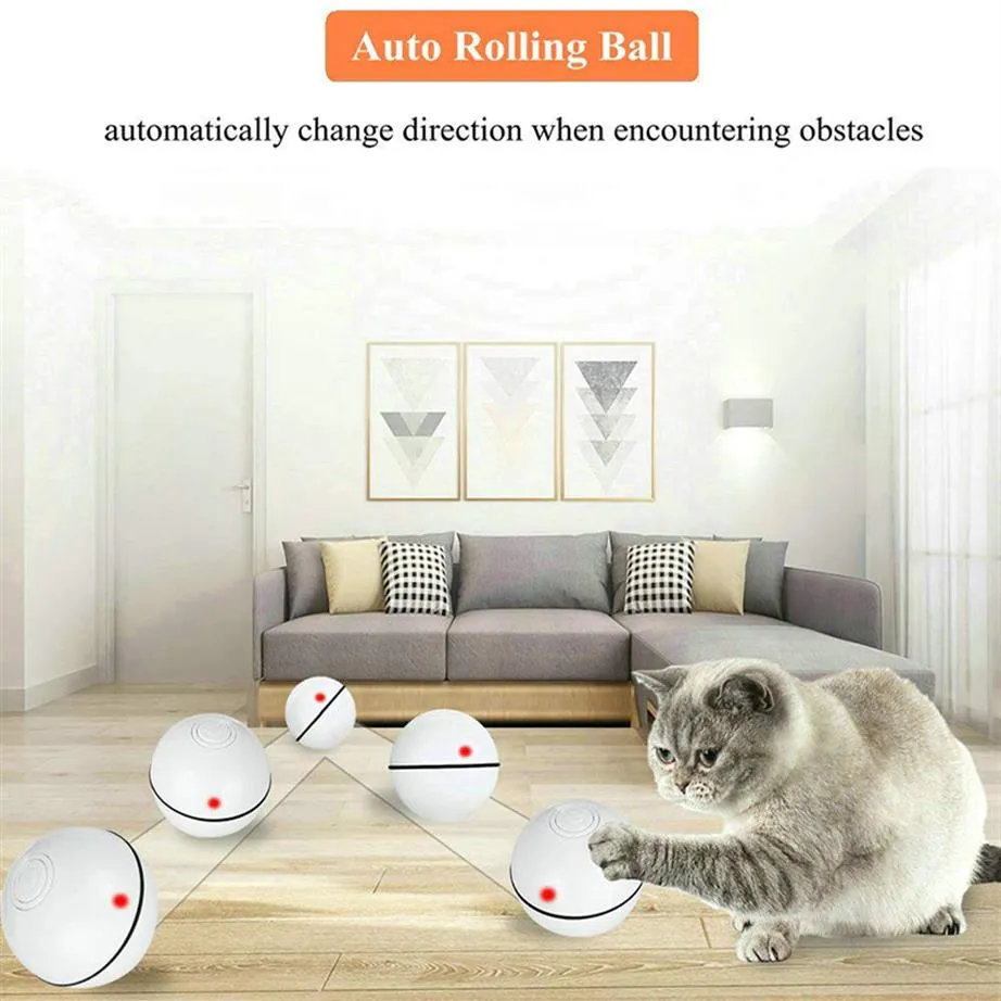 Mesnug Smart Interactive Cat Toy Ball Automatic Rolling LED Light Kitten Toys With Timer Function USB RECHARGEABLE PET ASSIDNING 20166L