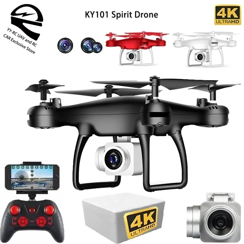 Intelligent Uav Mini Dron KY101 Drone 4K Profesional HD Telecamera aerea RC FPV Quadcopter UAV Elicottero in tempo reale Giocattoli Regalo per Pography Boy 220830