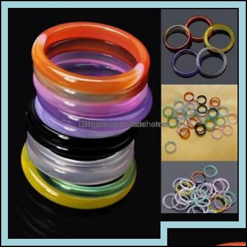 Three Stone Rings 50/100Pcs Wholesale Ring Jewelry Lots Natural Agate Gemstone Mix Colorf Rings Drop Delivery 2021 Three Stone Rux17 B Ot9Hi