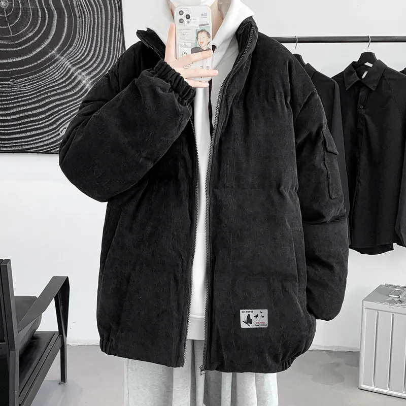 Herenjacks S-3XL plus maat lange mouwen corduroy winter oversized Korean streetwear parka mannelijke kleding xxxl l220830