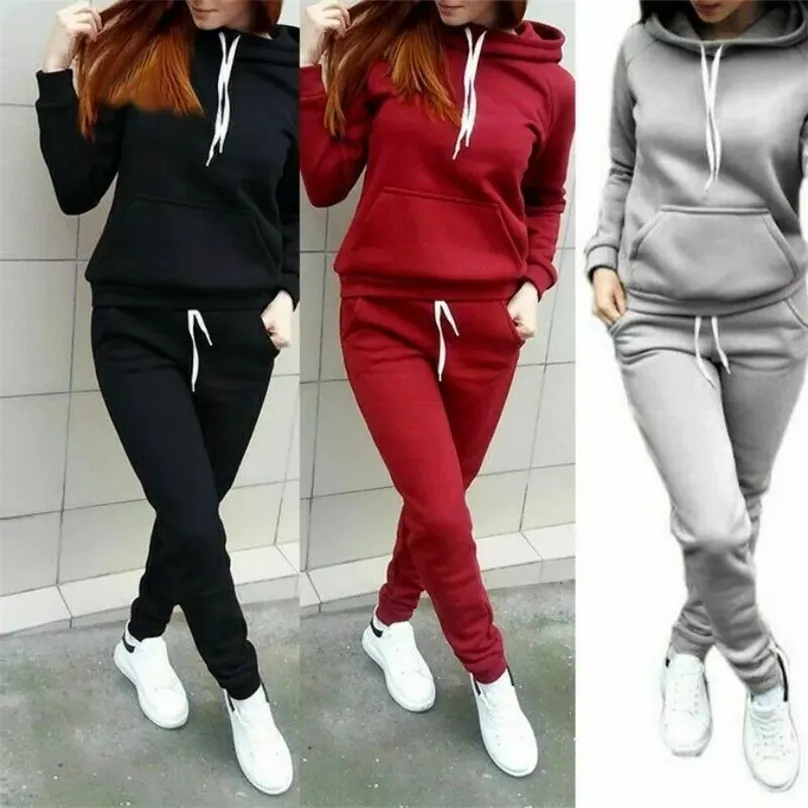 Tute da donna Felpe con cappuccio da donna Top sportivi Pantaloni Tuta Felpa Tuta da jogging Set 220830