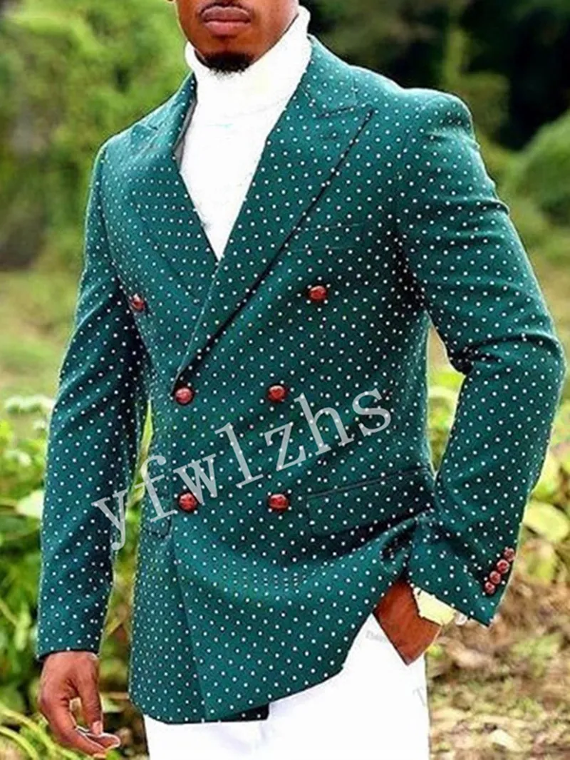 Guapo chaqueta de doble botonadura Trajes de hombre Novio Esmoquin Padrino de boda Baile de graduación Hombre Blazer Color Opcional 08