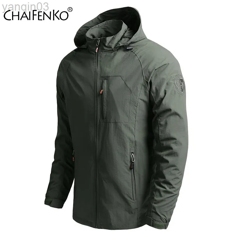 Kurtki męskie Mannen Outdoor Wandelen Jassen Waterdicht Hooded Windbreaker 2022 Herfst Nieuwe Casual Tactiek Militire 5xl L220830