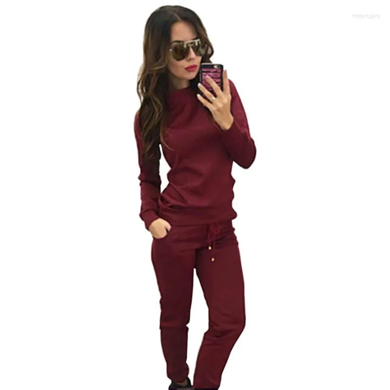 Kvinnors tvåbitar byxor 2 Färg 4 Size Fashion Women's Tracksuit Fitnesskläder Kvinnor Set Set Standed Crop Hoodies Pant Sportkläder