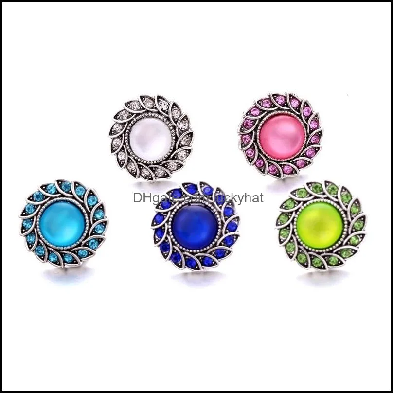 Chiusure Ganci Bottoni a pressione con strass rotondi all'ingrosso Chiusura a farfalla 18 mm Bottoni decorativi in metallo per bottoni a pressione Ebreo Dhseller2010 Dhtlt