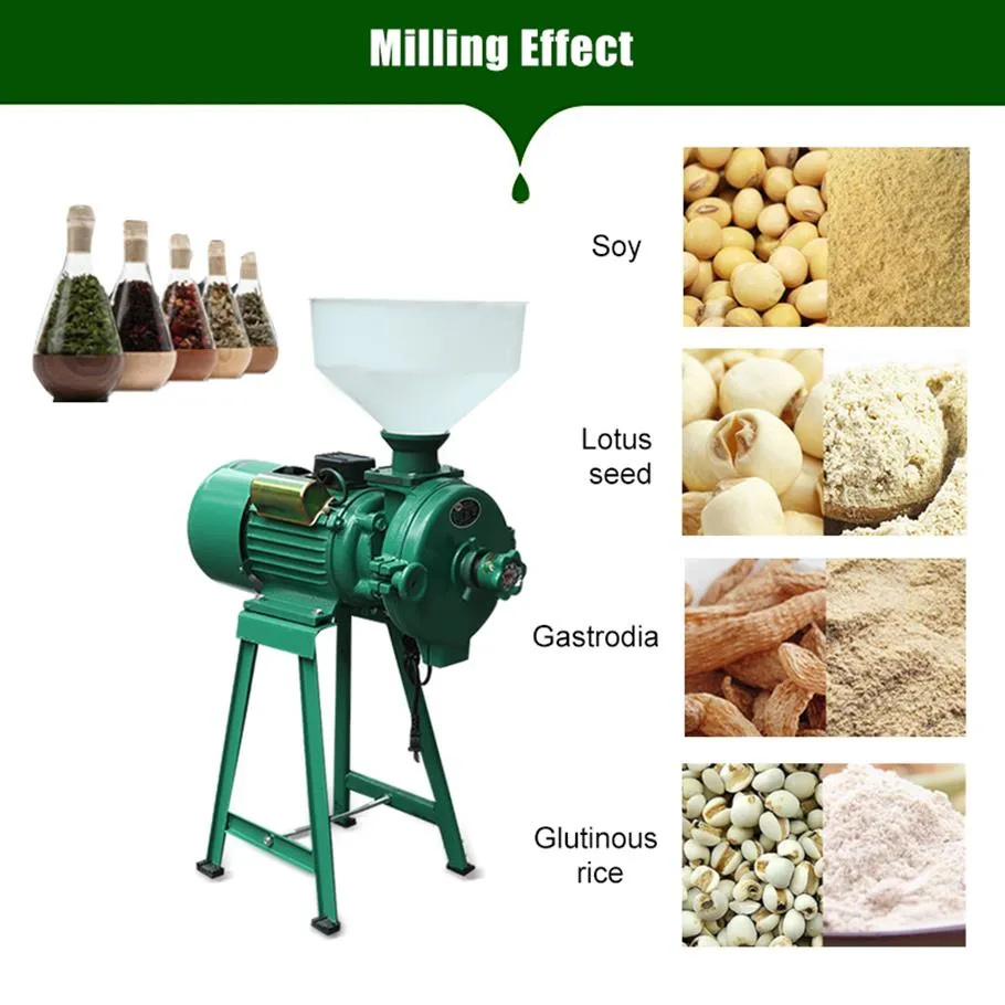 Carrielin Professional 습식 드라이 곡물 그라인더 기계 상업용 초고속 쌀 옥수수 밀 밀 가공 분쇄 밀 전체 곡물 2628