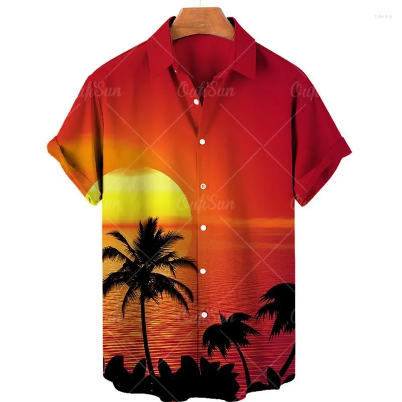남자 드레스 셔츠 패브릭 3D 비치 ​​하와이 2022 여름 남자 셔츠 짧은 슬리브 스트리트웨어 대형 5xL 카미사 소셜 화학 homme-1