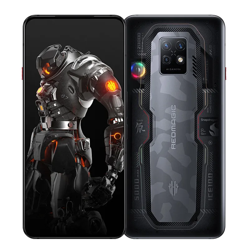 오리지널 Nubia Red Magic 7S Pro 5G 휴대폰 게임 12GB RAM 256GB ROM Snapdragon 64.0MP AI 5000MAH Android 6.8 "120Hz 전체 화면 지문 ID 얼굴 스마트 핸드폰