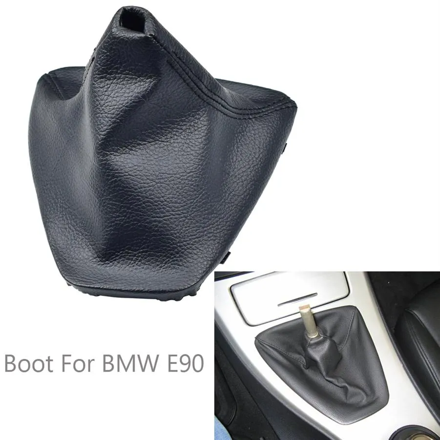 새로운 차량 기어 변속 시프터 레버 노브 칼라 먼지 방지 커버 BMW E90 E91 E92 자동차 액세서리 240U 용 PU 가죽 부츠