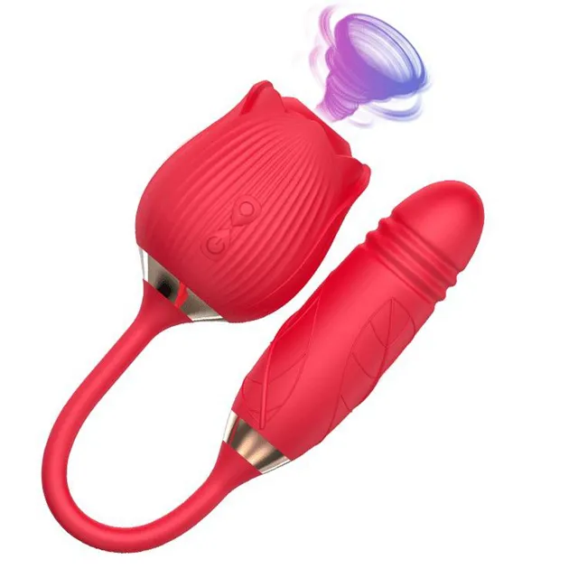 Massage Rose Toy Vibrator Kvinnlig dildo för kvinnor klitoris sucker klitoris stimulator efterliknar fingerviggling vuxna varor sex leksaker