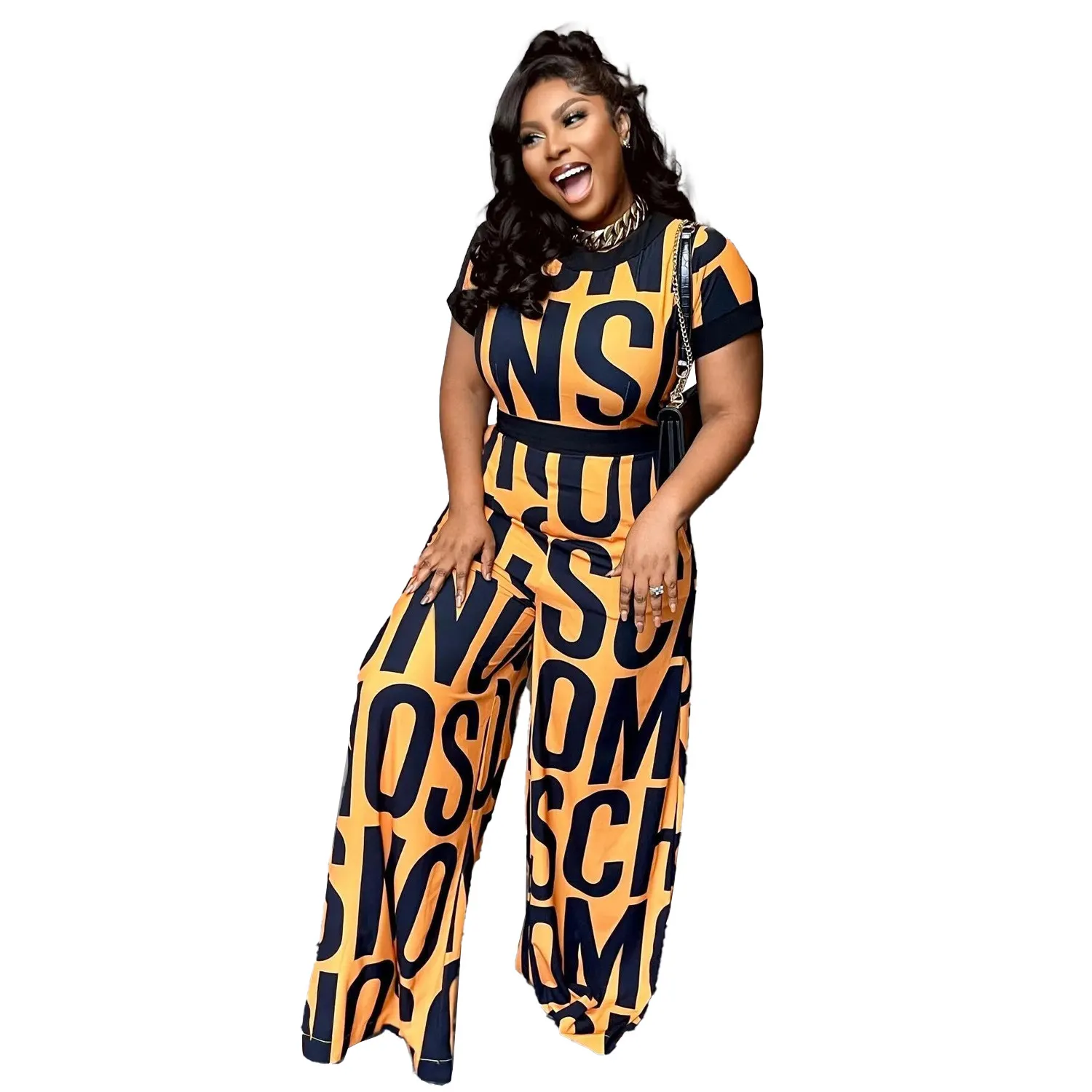 Womens Jumpsuits 2022 Summer Onesies Letter Print Short Sleeve Long