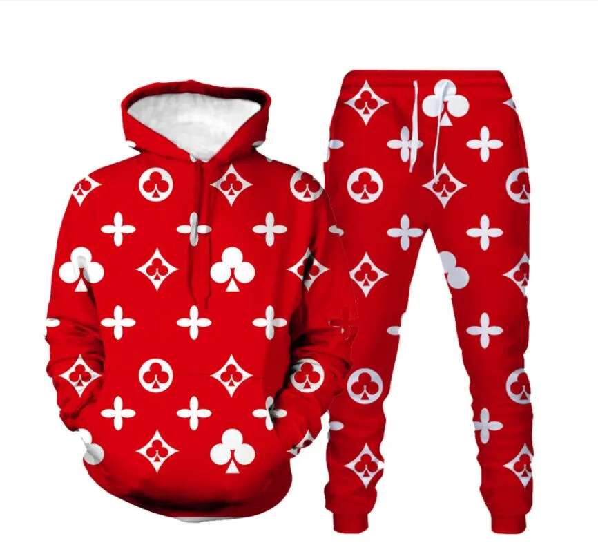 All over man printed hooded tracksuit red new arrivals