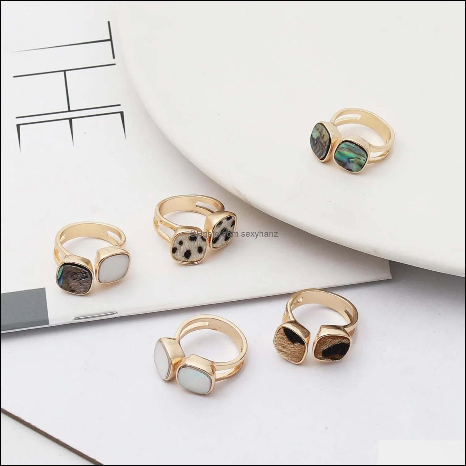 Cluster Rings Леопардовый принт белый синий ущельщика бумажные кольца модный золотой цвет Brincos Pendientes Dewelry Ring для Wome SexyHanz Dhoqi