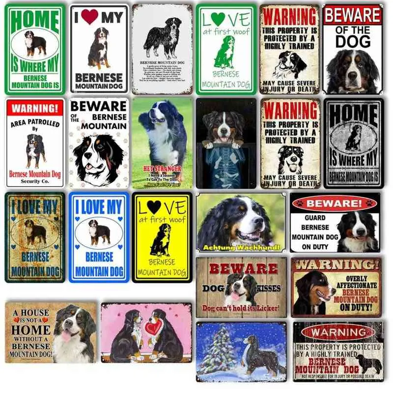 Pintura de metal Bernese Mountain Dog Sign Funny Metal Signs Bernese Warning Sign