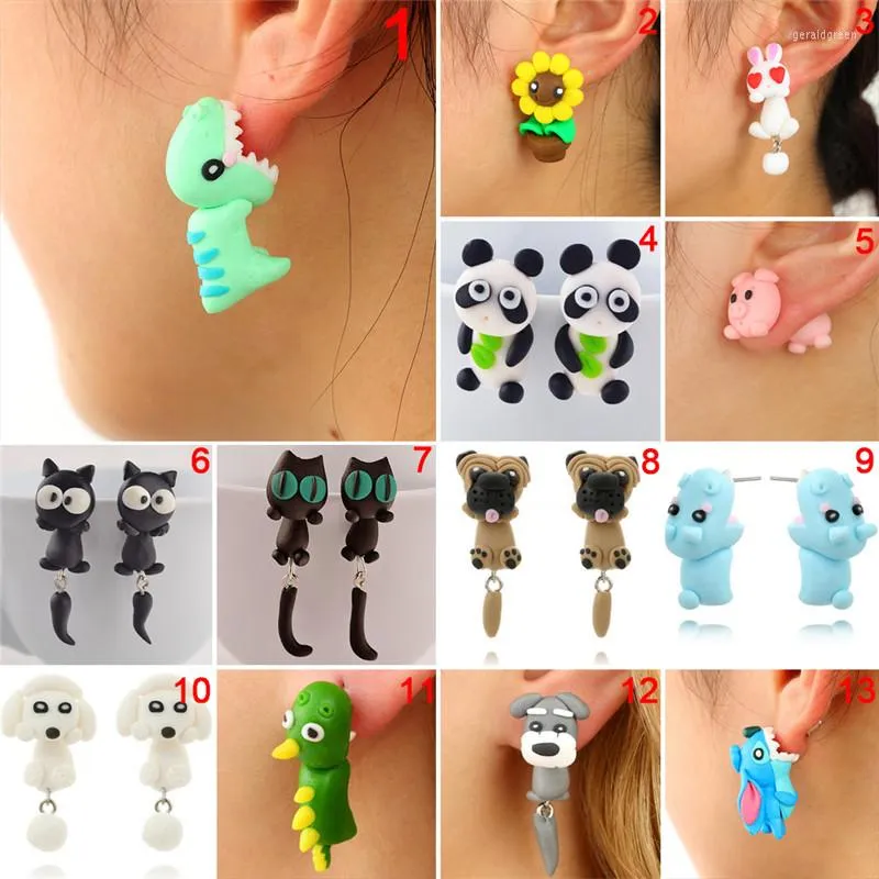 Boucles d'oreilles Animal doux pour les femmes suspendues mignonnes dessins animés bijoux colorés charm