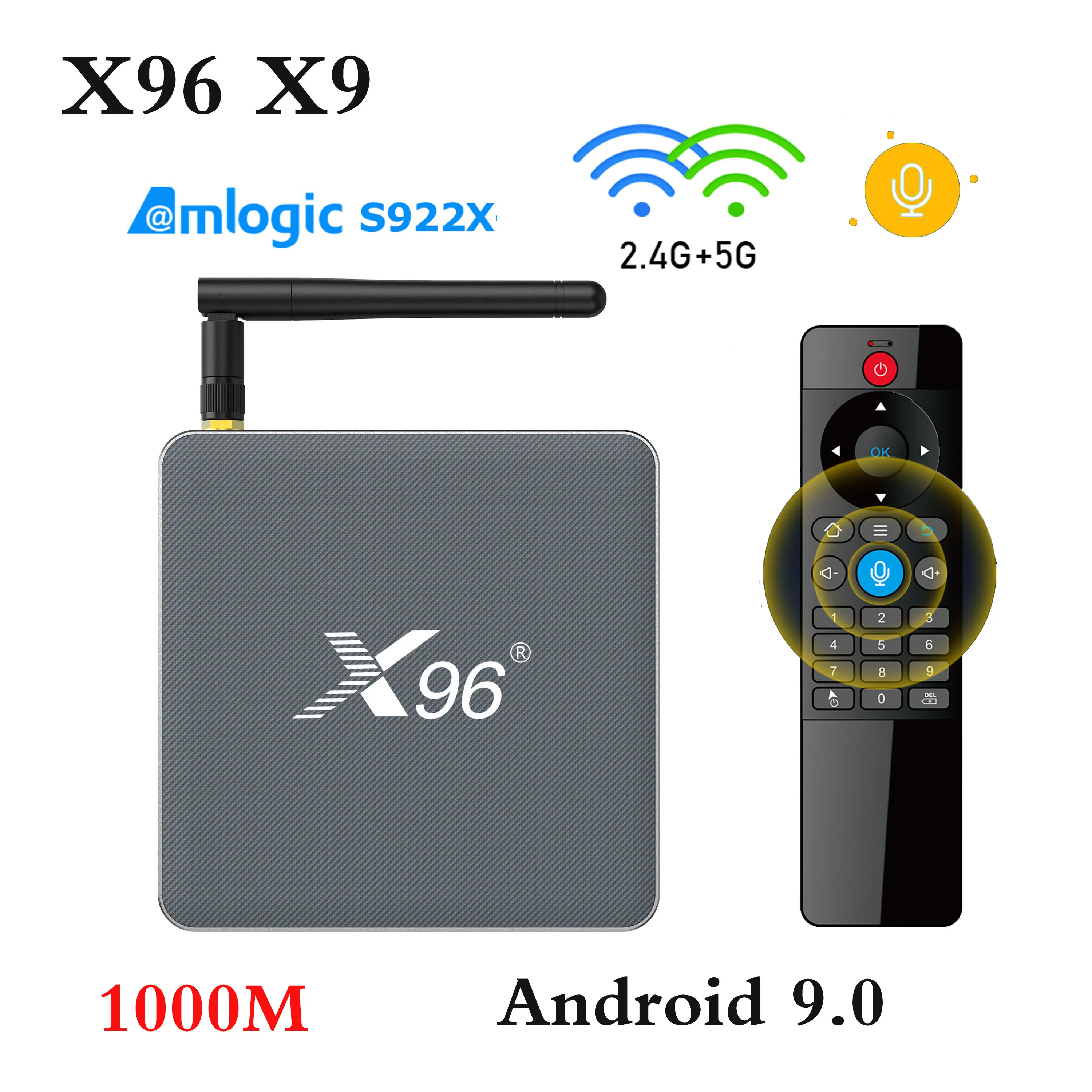 Android 9 TV Box X96 X9 Amlogic S922X 1000M 2.4G 5G WIFI 8K DDR4 4GB32GB SET TOP BOX HDR10 BT4.X Media Player TVBOX