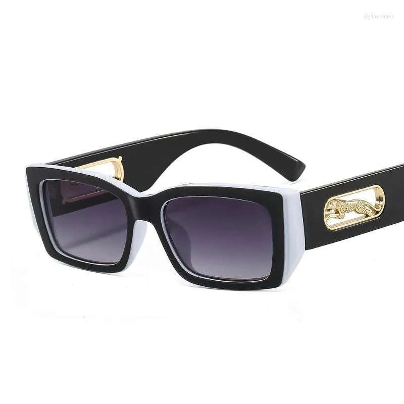 Óculos de sol Tiny Square Modern Ladies Glamour Leopard Designer Women Women Sun Glasses Brand