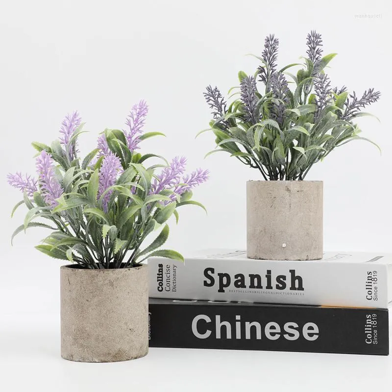 Dekorativa blommor Lavendel Artificial Plant Potted Decorations Simulering Silkduk Papper Desktop Crafts Home Ornaments