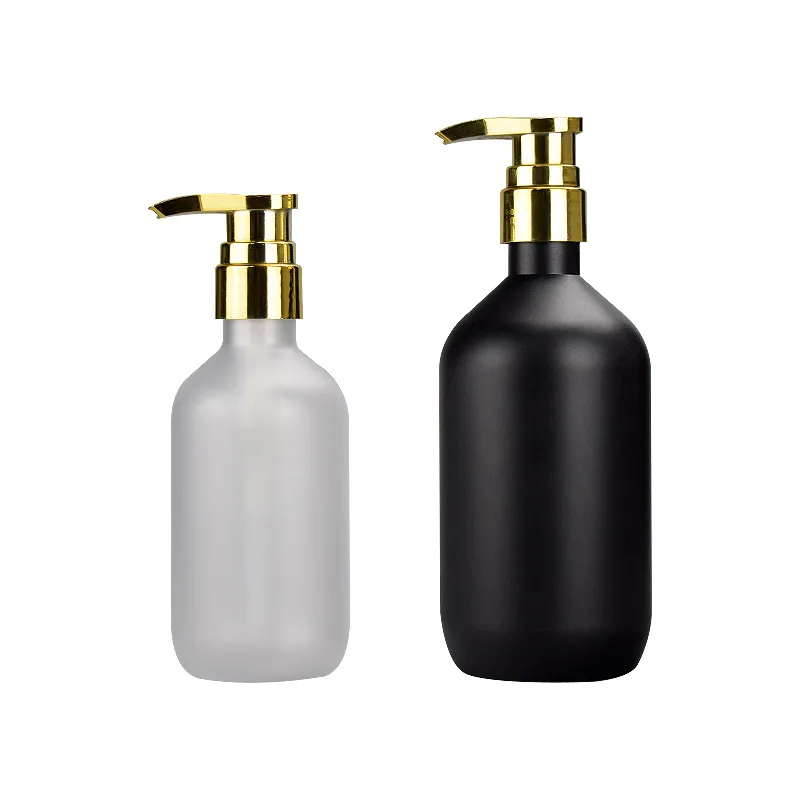 Wholesale Refillable Matte Black/Clear Plastic Bottles With Gold Pump