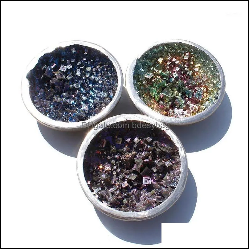 Decorative Objects Figurines Pcs Natural Purple / Blue Rainbow Bismuth Mineral Ore Crystal Bowl For Home Decoration Decora Bdesybag Dhjmr