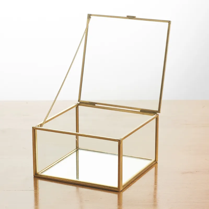 Aufbewahrungsboxen, Behälter, sechseckig, transparentes Glas, Schmuck, Ehering, geometrisch, klar, Organizer, Halter, Tischplatte, 220830