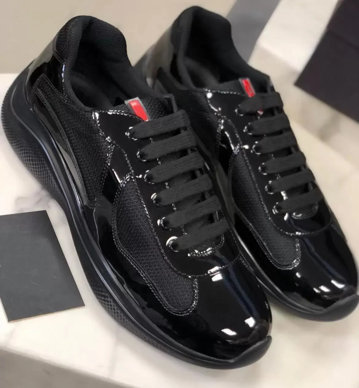 Men s Black Patent Leather Sneakers with Perforation Design Light Flexible Rubber Sole Breathable and Comfortable for Spring and Fall 2024